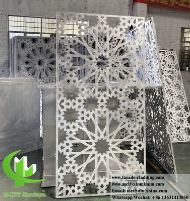 Islam diseño fachada metálica revestimiento de pared de aluminio con patrones perforados recubierto en polvo