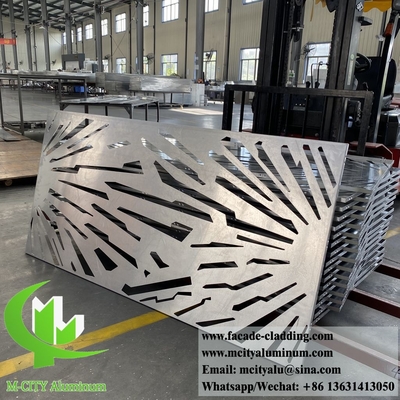 Panel de pared de aluminio perforado fachada de metal revestimiento de color azul PVDF patrón hueco con luz LED
