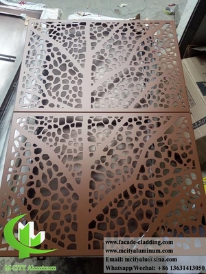Diseño de la fachada de la hoja de árbol de metal revestimiento de chapa de aluminio con patrones de 3 mm de espesor en polvo