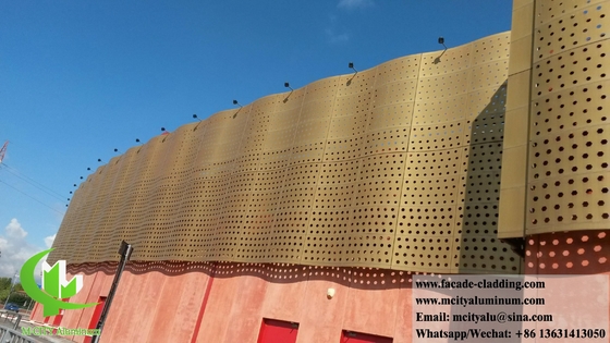 Panel perforado de aluminio sólido para fachada, revestimiento y decoración PVDF de color dorado