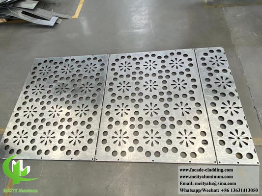 Paneles de aluminio de pantalla de metal cortados por láser con diseño de patrones en polvo recubiertos de PVDF con colores