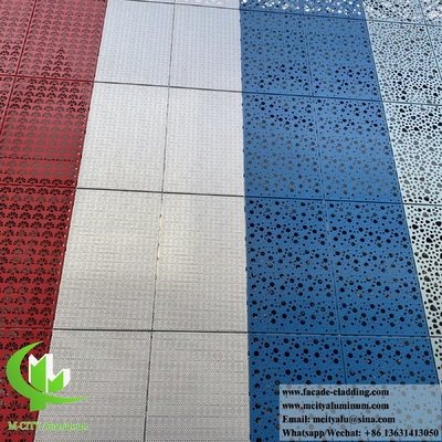 Perforación de pared sólida revestimiento de fachada de aluminio pantalla de metal con patrones PVDF color rojo