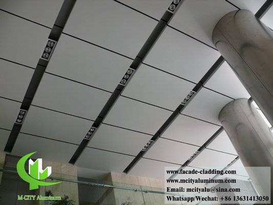 Techo metálico paneles de aluminio sólido revestimiento fachada en polvo revestido de lámina perforada