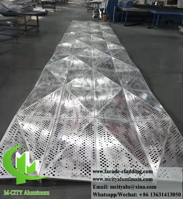 Pantalla de metal de forma 3D con patrón perforado revestimiento de aluminio sólido para revestimiento de paredes exteriores