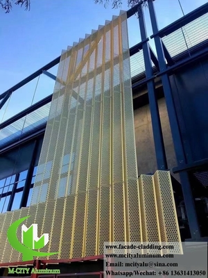 Pantalla de metal de forma 3D con patrón perforado revestimiento de aluminio sólido para revestimiento de paredes exteriores