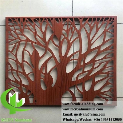 Pantalla de metal de color de grano de madera de aluminio cortada por láser paneles metálicos decorativos para revestimiento de paredes de fachadas de ventanas