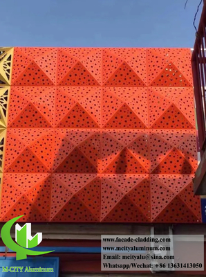 Diseño 3D de revestimiento de metal de color rojo para decoración de paredes de fachada PVDF pintura revestimiento duradero