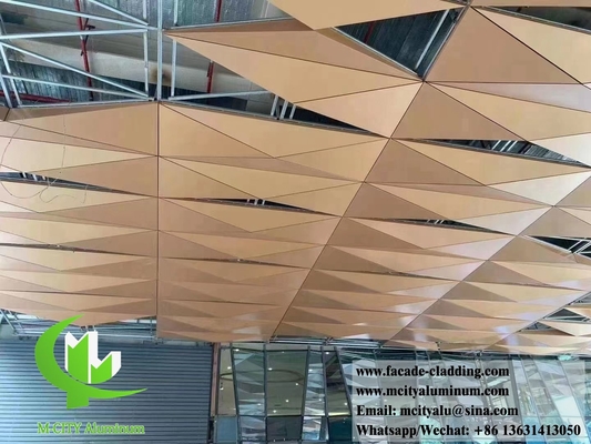 Techo metálico azulejos de aluminio Decoración exterior e interior Forma 3D PVDF Dorado