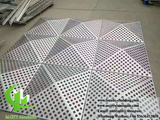 Techo metálico azulejos de aluminio Decoración exterior e interior Forma 3D PVDF Dorado