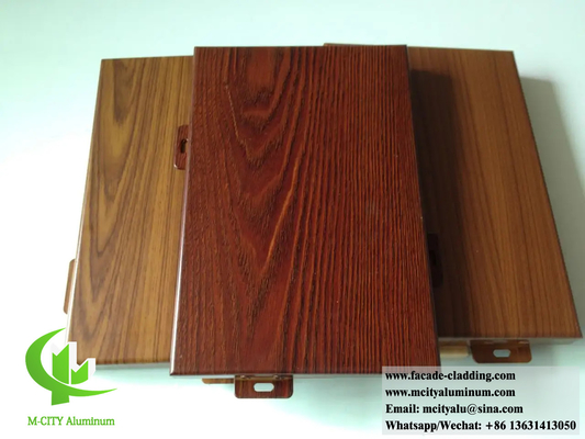 Paneles de pared metálicos de color grano de madera de aluminio sólido no ACP, uso duradero para decoración exterior