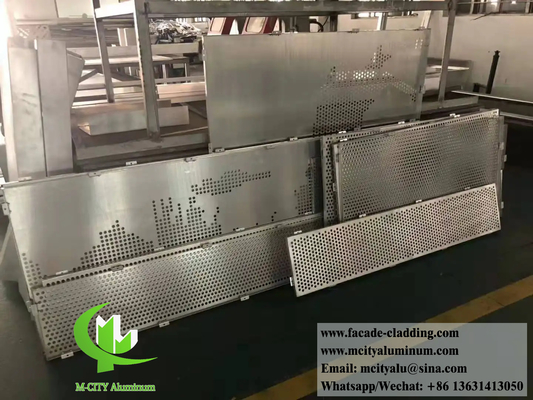 Sistema de fachadas metálicas perforadas Panel de pared de metal con patrón de polvo recubierto de color blanco