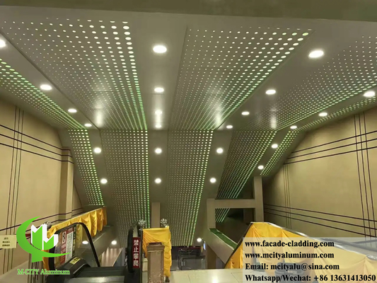 Revestimiento de paredes metálicas perforadas para decoración de ascensores con luz LED