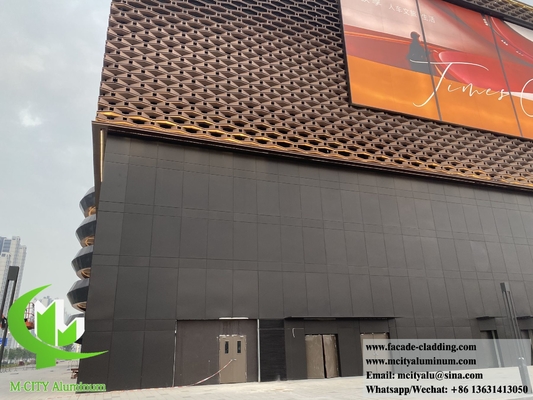 Panel de pared metálico fachadas de aluminio revestimiento decoración exterior PVDF color marrón