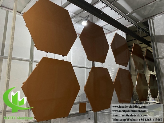 Panel de pared de metal Hexagonal Hoja de aluminio para revestimiento de fachada de 2 mm de espesor