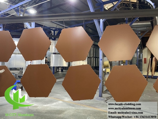 Panel de pared de metal Hexagonal Hoja de aluminio para revestimiento de fachada de 2 mm de espesor