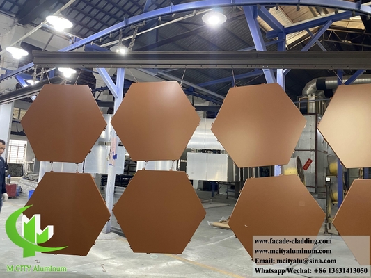 Panel de pared de metal Hexagonal Hoja de aluminio para revestimiento de fachada de 2 mm de espesor