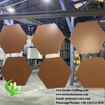 Panel de pared de metal Hexagonal Hoja de aluminio para revestimiento de fachada de 2 mm de espesor