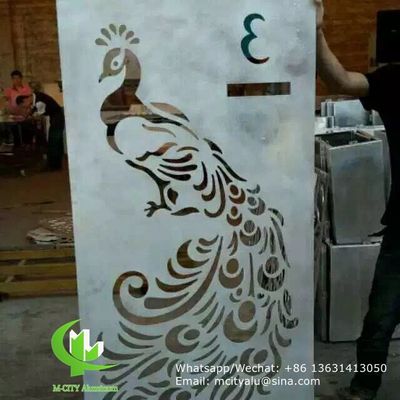 Buen precio Panel de Aluminio con Recubrimiento en Polvo Cortado con Láser con Patrón de Pavo Real para Decoración de Vestíbulo 1000x2000mm en línea
