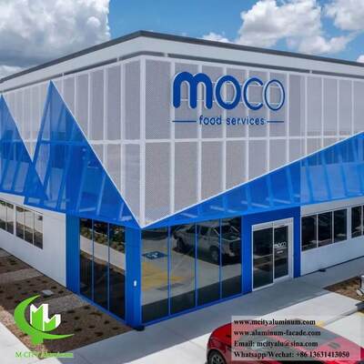 Buen precio Panel de fachada de aluminio perforado de colores RAL personalizados con espesor de 1,5-10 mm y corte láser CNC en línea