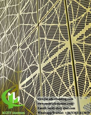 Buen precio Perforado revestimiento metálico fachadas de aluminio agujeros redondos color dorado para la pared del edificio en línea