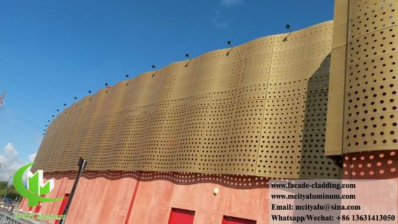 Buen precio Panel perforado de aluminio sólido para fachada, revestimiento y decoración PVDF de color dorado en línea